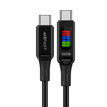 Καλώδιο καλωδίου USB-C - USB-C 100W με οθόνη 1.2m μαύρο