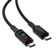 Kabeļu USB-C Cable - USB-C 100W ar displeju 1.2m Black