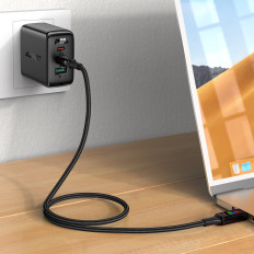 Kabeļu USB-C Cable - USB-C 100W ar displeju 1.2m Black