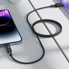 Kabeļu USB-C Cable - USB-C 100W ar displeju 1.2m Black