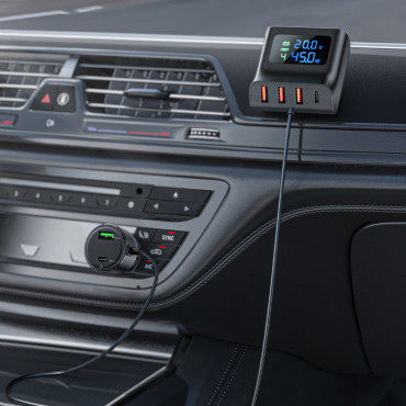 Auto lādētājs 138W Uzlādes stacija 6 USB Port Black