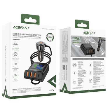 Car Charger 138W Polnilna postaja 6 USB Port Black