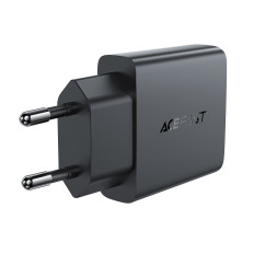 Um pequeno carregador liso gan pd 20w usb-c preto