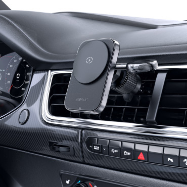 2in1 κάτοχος αυτοκινήτου με φορτωτή επαγωγής για το τηλέφωνό σας και το smartwatch magsafe qi μαύρο