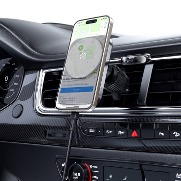 2in1 suporte de carro com carregador de indução para o seu telefone e smartwatch magsafe qi preto