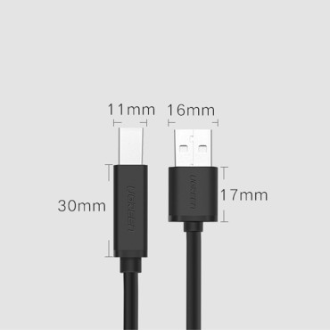 Cabo de cabo para impressora USB-B - USB-A 2.0 10m Preto