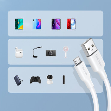 Kabel PVC-kabel USB0-A - MicrousB 480 MB / s 2m hvit