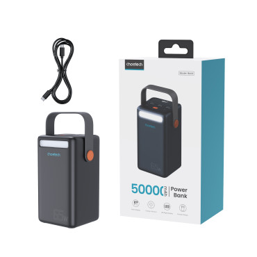 Mini PowerBank Power Station 50000mah USB-A USB-C MICROSB 65W Melns