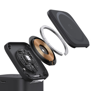 2In1 Trådlös laddare 20W Magsafe Qi med svartformad USB-C-kabel