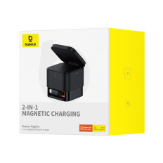 2In1 cargador inalámbrico 20W Magsafe Qi con cable USB-C en forma de negro