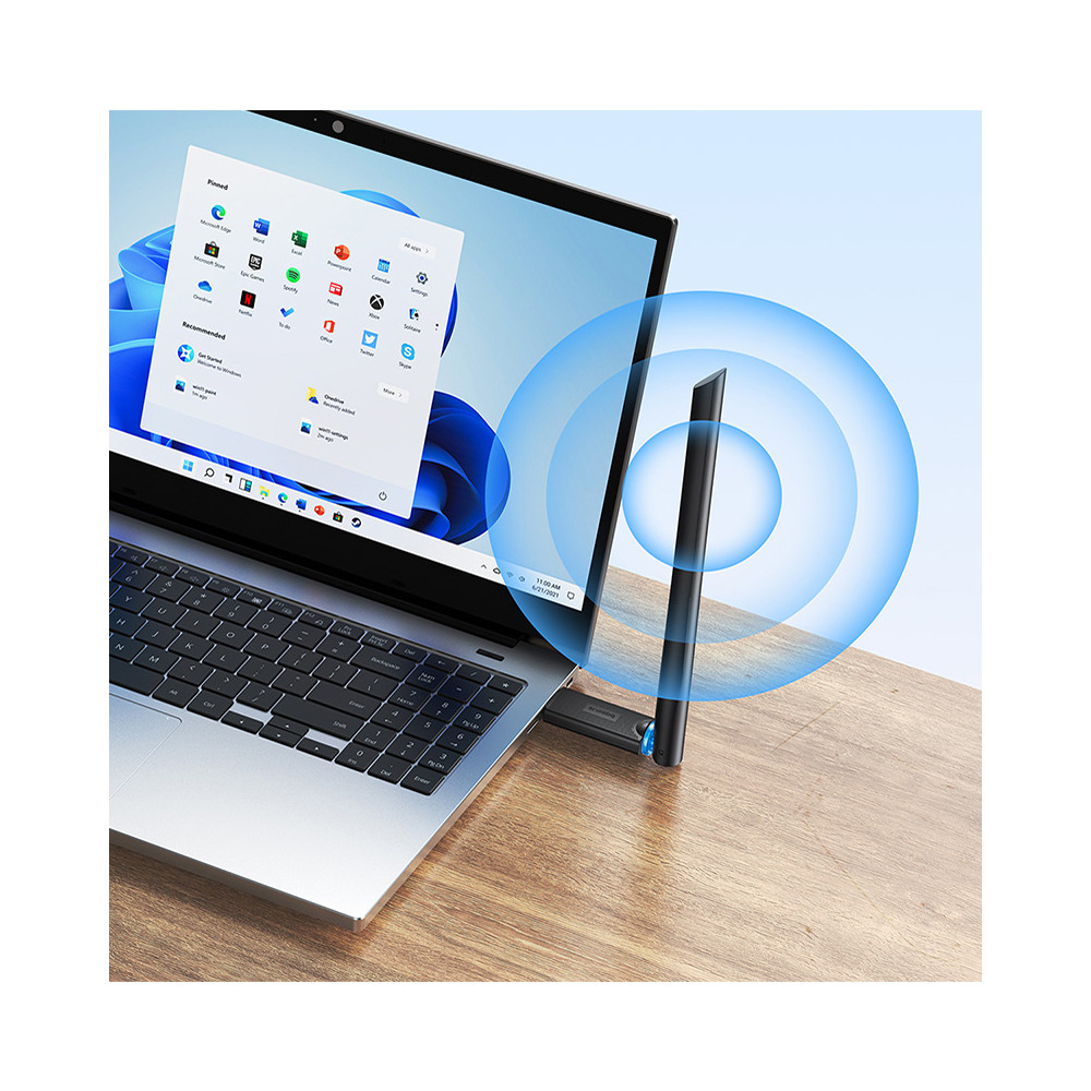 Externá USB WiFi 2.4GHz 5GHz 650MB / s sieťová karta s 6DBI čiernou anténou