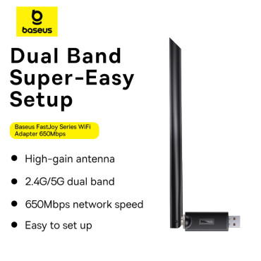 Externá USB WiFi 2.4GHz 5GHz 650MB / s sieťová karta s 6DBI čiernou anténou