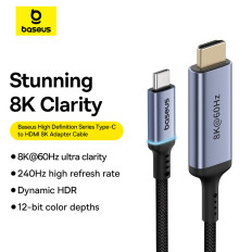 Kabel USB-C-kabel - HDMI 8K 60Hz Flexibel hållbar 1.5m svart