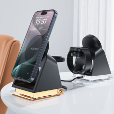 3in1 carregador de indução de magsafe para iphone 12-15 airpods Apple Assista USB-C Black