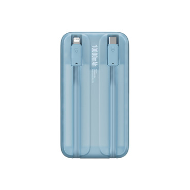 Powerbank med Display 10000mAh 22.5W Comet Series + USB-A CABLE - USB-C 0.3m Blå