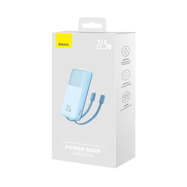 POWERBANK su ekranu 10000mAH 22.5W COMET serija + USB-kabelis - USB-C 0.3m Blue