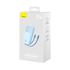 PowerBank ar displeju 10000mAh 22.5W Comet sērija + USB-a kabelis - USB-C 0.3m Blue