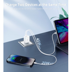 GAN 2X USB-C PD 65W Nätlad