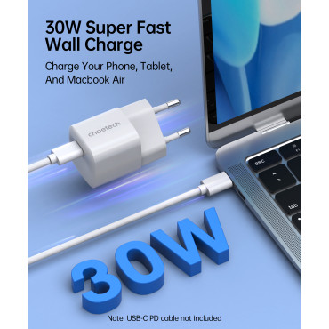 Gan USB-C PD 30W Polnilec za belo omrežje