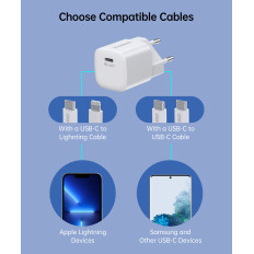 Gan USB-C PD 30W White Tīkla lādētājs