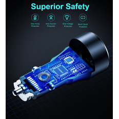 USB-C USB-A Carregador de Carro PD 63W Preto