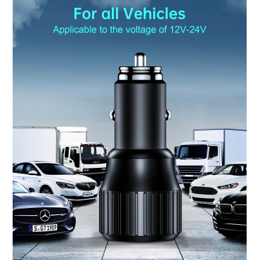 USB-C USB-A CAR BARGER PD 63W BLACK