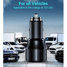 USB-C USB-A CAR BARGER PD 63W BLACK