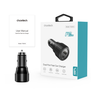USB-C USB-A CAR BARGER PD 63W BLACK