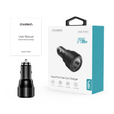 USB-C USB-A CAR BARGER PD 63W BLACK