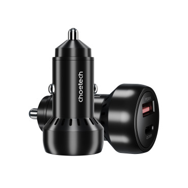 USB-C USB-A PD 60W billaddare med svart LED-bakgrundsbelysning
