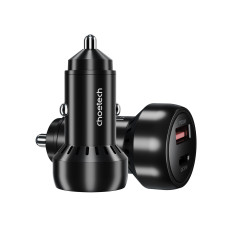 USB-C USB-A PD 60W Carregador de carro com luminoso preto LED