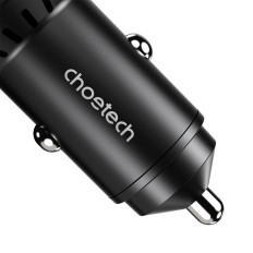 USB-C USB-A PD 60W Carregador de carro com luminoso preto LED
