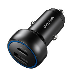 USB-C USB-A PD 60W car charger with black LED backlight