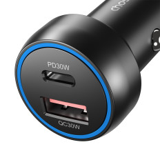 USB-C USB-A PD 60W billaddare med svart LED-bakgrundsbelysning