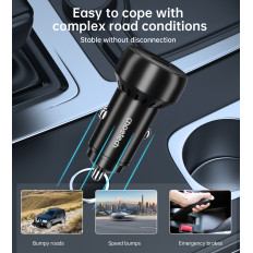USB-C USB-A PD 60W Carregador de carro com luminoso preto LED