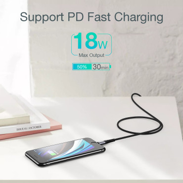 Káblový kábel pre iPhone USB-C - Lightning MFI 480MB / S 3A 3M ČIERNY