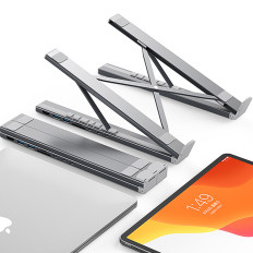 7W1 Laptop Stand Hub PD USB-C SD TF USB-A HDMI 100W GRAY ADAPTER