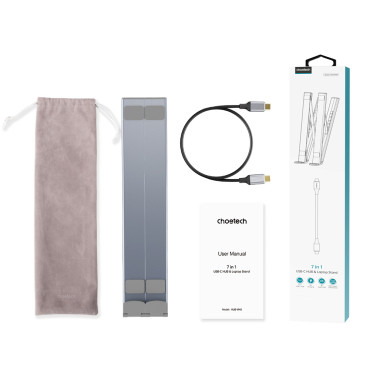 7W1 portátil stand cub pd usb-c sd tf usb-a hdmi 100w adaptador cinzento