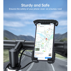 Suporte de bicicleta de motocicleta para telefones 4.7-7 '' no volante preto