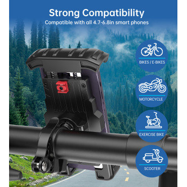 Nosilec kolesa za motorna kolesa za telefone 4.7-7 '' na volanu Black