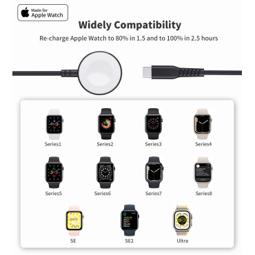 5W induktionsladdare Apple Titta på + svart USB-C-kabel