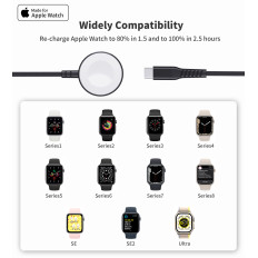 5W induktionsladdare Apple Titta på + svart USB-C-kabel