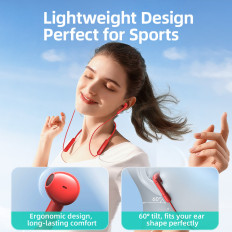 Športové bezdrôtové Bluetooth slúchadlá 5.3 KRŽKU ČERVENÁ