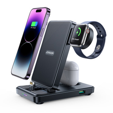 4in1 estação de carregamento para iphone airpods Apple Assista USB - um preto dobrável