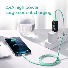 Kabelkabel til iPhone USB-A - Lyn 3A opladningsindikator 2m grøn