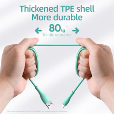 Καλώδιο USB-A Καλώδιο - Μικρόπολη 3A Ενδεικτική φόρτωση 2m Πράσινο