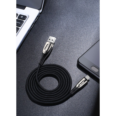 Καλώδιο USB-ένα καλώδιο - δείκτης φόρτισης MicroUSB 3A 1.2m μαύρο