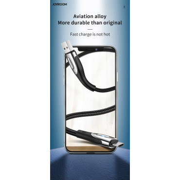 Kabel USB-A Kabel - MicroUSB 3A Ladningsindikator 1.2m svart