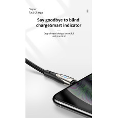 Καλώδιο USB-ένα καλώδιο - δείκτης φόρτισης MicroUSB 3A 1.2m μαύρο