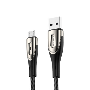 Καλώδιο USB-A καλωδιακό - MicroUSB 3A Ενδεικτήρας φόρτισης 2m μαύρο